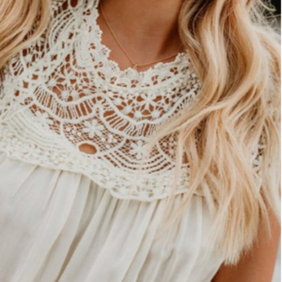 Unique Boho Crochet Lace Ivory Spring Blouse - Picture 4 of 10